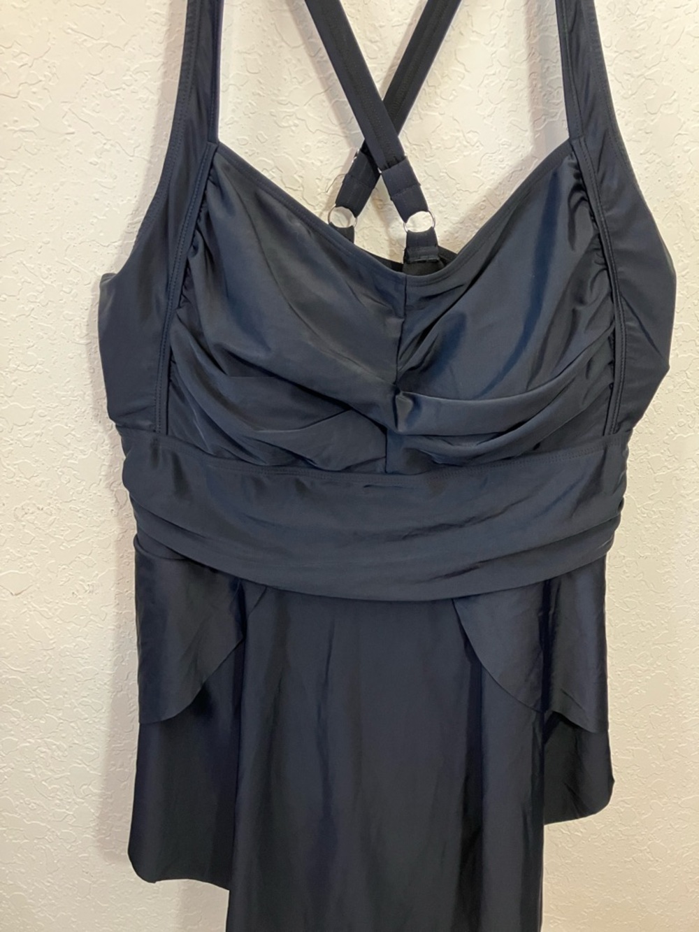 BloomChic Black One-Piece Swimdress with V-Back Straps